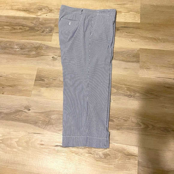 Talbots Seersucker Wide Hem Crop Pant - Picture 1 of 3